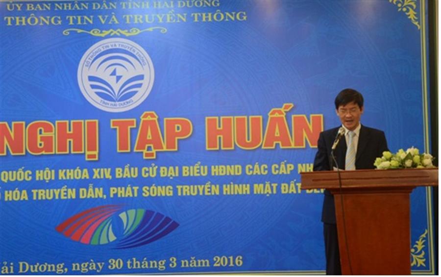 Ông Lương Hữu Cầu, Phó Chủ tịch tỉnh Hải Dương phát biểu khai mạc OkVip hoạt động