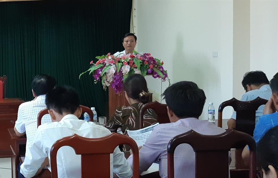 Ông Đậu Tùng Lâm – Phó Giám đốc Sở TTTT tỉnh Hà Tĩnh phát biểu tại Hội nghị