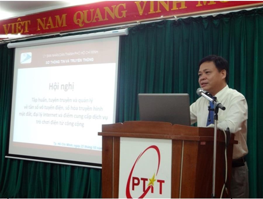 Ông Lê Quốc Cường – Phó Giám đốc Sở TTTT thành phố Hồ Chí Minh phát biểu khai mạc OkVip hoạt động