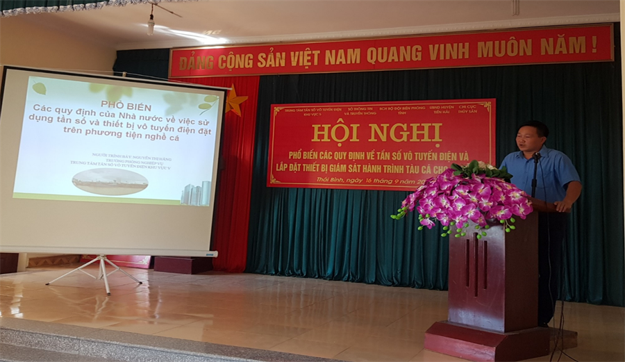 Ông Vũ Xuân Thành - Phó Giám đốc Sở TTTT Thái Bình phát biểu khai mạc OkVip hoạt động tại huyện Tiền Hải